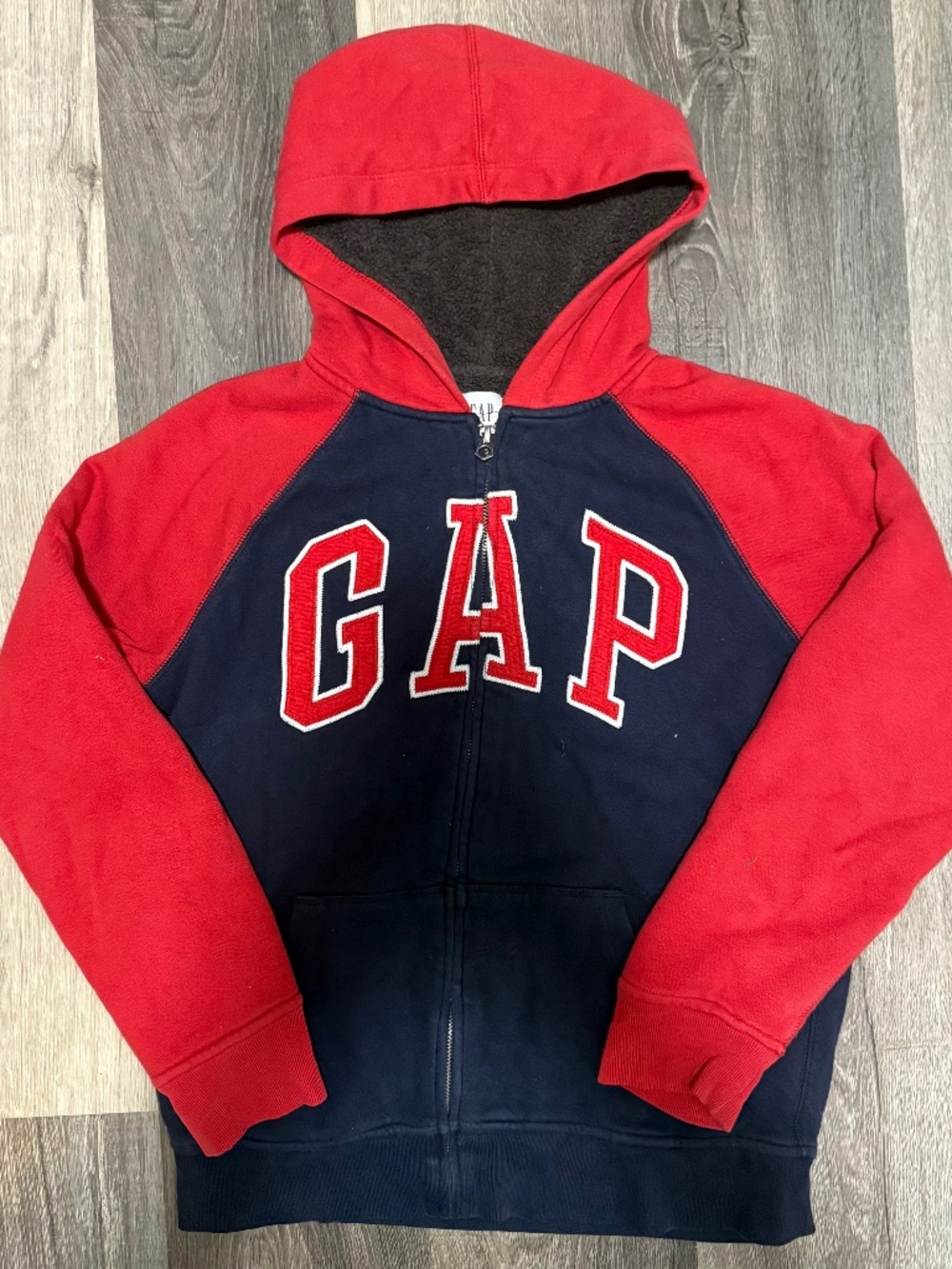 Red and blue GAP hoodie